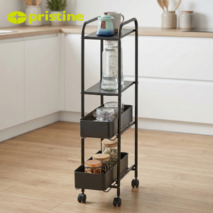 Carrito Auxiliar Metálico Moderno de 3 Niveles, Resistente y Delgado, con Ruedas y Fácil Limpieza, para Cocina y Sala de Estar, Contenedor de Alimentos - Product Image 6