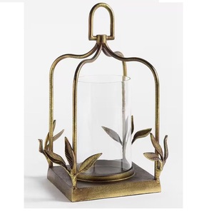 Architectural Antique Bronze Metal Glass Hurricane <b>Lantern</b> <b>Tall</b> Rectangular Pillar Candle Holder with O-Ring Top - Product Image 5