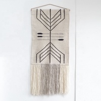 Tapisserie murale en macramé tissée à la main en laine et coton, ornement à pompons, style bohème marocain, décoration intérieure, art DIY