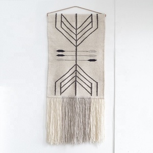 Tapiz de Macramé Tejido a Mano con Lana y Algodón, Adorno con Borlas, Estilo Bohemio Marroquí, Decoración de Pared para el Hogar, Arte DIY - Product Image 1