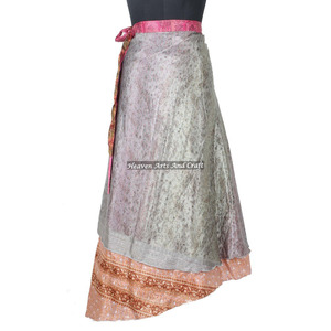 New Girl Sexy Beachwear Long Silk Wrap Skirt Rajasthani <b>Old</b> Saree Long Silk Wrap Indian Printed Magic Wrap Skirts Manufacturer - Product Image 3