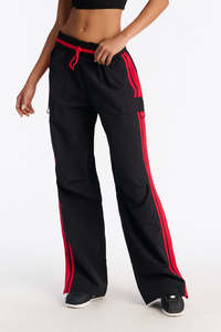 OEM Unisex Wide Leg Side Stripe Cargo Track Pants Casual Streetwear <b>Drawstring</b> <b>Trousers</b> OEM Private Label men's pants - Product Image 2