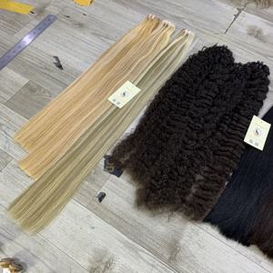 Extensions de cheveux naturels lisses invisibles, tissages bouclés ondulés birmans, mèches doubles tirées, extensions Genius Weft - Product Image 2