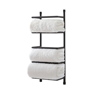 Porte-serviettes métallique minimaliste sur pied, empilable, cinq niveaux, support de rangement pour salle de bain, conception non pliable - Product Image 4
