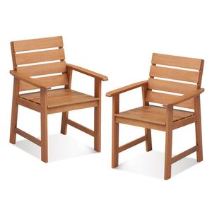2-Piece Patio Hardwood Chair with Comfortable Slatted Seat and Inclined <b>Backrest</b> - Product Image 1