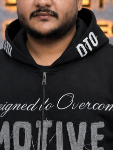 Men's Oversized <b>Zip</b>-Up <b>Hoodie</b> Black Cotton French Terry Streetwear Embroidered Logo Front <b>Pocket</b> Design Silver Stadd Mens <b>Hoodie</b> - Product Image 6