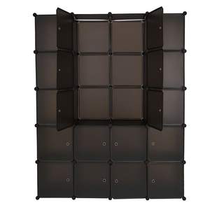 Organisateur empilable 20 cubes marron, armoire modulaire multifonctionnelle avec tringle suspendue, penderie portable, étagères de rangement design - Product Image 4