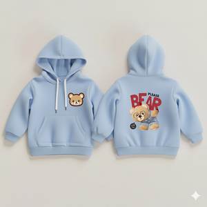Sweat-shirt à capuche uni en coton pour enfants, pull molletonné pour garçons et filles - Product Image 2