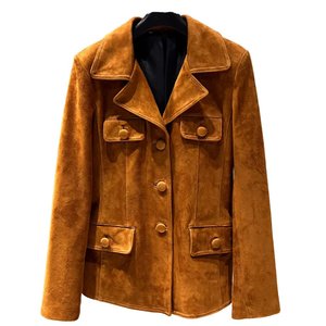 Nouvelle Veste Bomber Classique en Daim Véritable pour Femme, Personnalisable avec Logo Imprimé, Style Vintage Hiver, Respirante, Vente Chaude RTS - Product Image 1