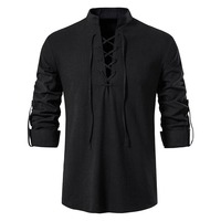 Kemeja Pria Terbaru Musim Panas, Model Slim Fit, Kancing, Lengan Panjang, Kerah V, Bahan Katun Linen, Nyaman dan Bernapas, OEM