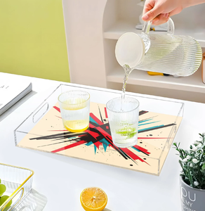 Superbe plateau en acrylique de forme carrée, nouveau design, pour la décoration de table et la salle à manger, idéal pour le salon ou le bureau. - Product Image 4