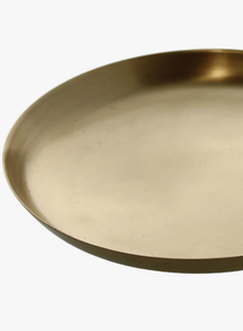 Plateau décoratif en métal de luxe en gros, plateau rond doré moderne avec bord incliné pour la présentation d'objets d'intérieur haut de gamme - Product Image 2