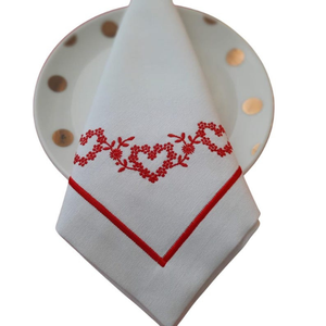 Serviettes carrées en coton et lin brodées avec ourlet festonné, 6 pièces, pour mariage et plage, personnalisation OEM, vente en gros - Product Image 2