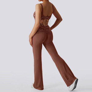 Factory Made Reasonable Price Design Your Own Women Gym <b>Jumpsuits</b> Summer Knitted Solid Color Breathable Quick Dry High Quality - Product Image 3