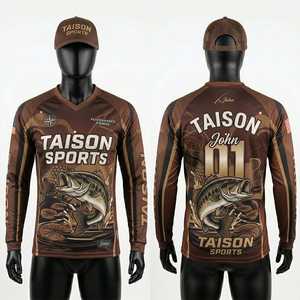 Maillot de pêche pour homme 180 GSM en tissu polyester respirant blanc et gris avec motif de poisson par sublimation, manches longues, empiècements latéraux, logo personnalisé - Product Image 4
