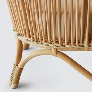 Sillón Moderno de Altura Ajustable Hecho de Ratán con Cojín de Alta Calidad y Acabado Natural para Sala de Estar, Hotel o Uso en Exteriores - Product Image 6