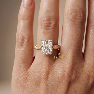 Bague de fiançailles et de mariage en zircon taille ovale 3,03 carats, diamant central et diamants latéraux, en argent 925, style vintage, bague de luxe pour soirée - Product Image 3