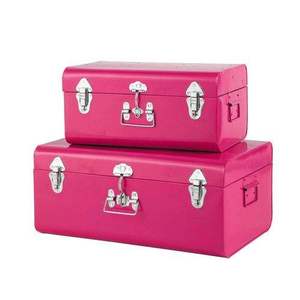 Minimalist <b>Chest</b> Metal <b>Storage</b> Trunk Rectangular Pink and Teal Stacking Design Glossy Finish Minimalist Style for Sundries - Product Image 6