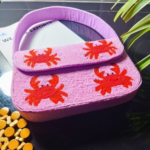 Sacs de rangement pour vêtements faits à la main, brodés de tortues marines, en coton 100% écologique et durable, avec perles violettes, pour bijoux individuels - Product Image 4