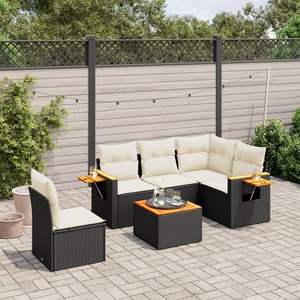 Grand ensemble de canapés de jardin en rotin PE noir avec pieds réglables - Product Image 1