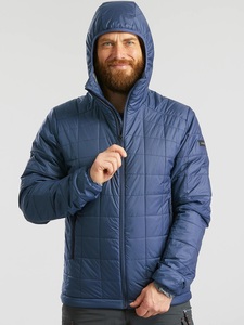 เสื้อแจ็คเก็ตบุผ้านวมสีน้ำเงินสำหรับผู้ชาย มีฮู้ด กันลม ซิปด้านหน้า สวมใส่สบายในฤดูหนาว สีพื้น ทรงปกติ ผลิตจากวัสดุโพลีเอสเตอร์ - Product Image 6