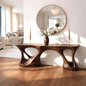 Table console en bois naturel 100% artisanale, design moderne, table d'entrée en pierre pour hôtel de luxe, villa, couloir, meubles - Product Image 4