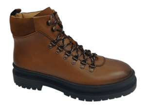 Botas de Combate de Cuero Genuino Marrón, con Cordones, Punta Redonda, Suela de Goma, Entresuela de EVA, Antideslizantes, para Todas las Temporadas - Product Image 1