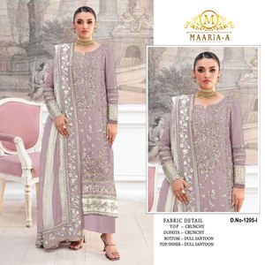 Ropa india y pakistaní de georgette sintético con bordados, traje largo con encaje bordado, salwar kameez para Eid. - Product Image 5