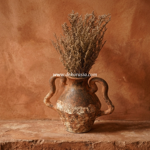 <strong>Crespo</strong> Orange Rustic Terracotta Vase Double Squiggle Handle Amphora Ceramic Planter Tabletop Flower Pot Wholesale Exporter - Product Image 6