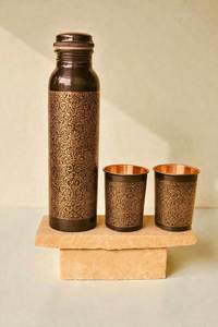 ขวดน้ำทองแดงลายตะวันออกแบบพกพาสำหรับเดินทางพร้อมฝาปิด - Product Image 4