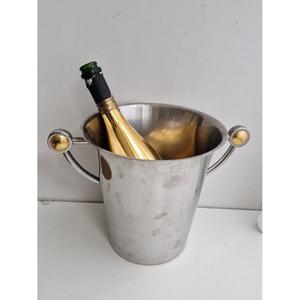 Seau à glace en acier inoxydable avec poignées en laiton, design rond classique, résistant à la rouille, pour refroidir les boissons lors de fêtes, qualité alimentaire, 5 litres - Product Image 3