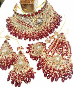 Collar de Novia Pakistaní e Indio para Mujer, Conjunto de Joyería de Aleación, Estilo Romántico para Boda - Product Image 3