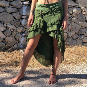 Falda Maxi de Pana Estilo Bohemio Élfico con Motivo de Hojas, Falda Larga Fluida Inspirada en Hadas, Ropa de Playa - Product Image 1
