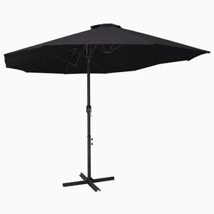 Parasol extra large en aluminium avec tissu polyester noir, parasols et bases pour patio - Product Image 1