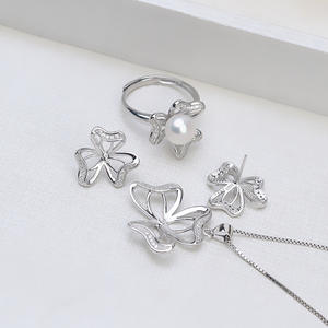 Conjunto de Colgante de Plata S925 con Trébol de 3 Hojas para Mujer, Hermosos Accesorios DIY con Base Vacía 1285-a, Accesorio de Joyería de Moda - Product Image 2