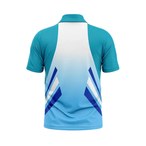Men Sky Blue Sublimation Cricket Jersey Short Sleeve Polo Sports Shirt <b>Athletic</b> Match Wear Team Uniform Performance Apparel - Product Image 2