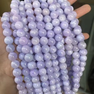 Perles rondes en jade traité couleur lavande, perles violettes claires en vrac pour la fabrication de bijoux et accessoires de bracelet DIY - Product Image 3