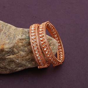 Disha Polki Gold-Plated Copper Designer Bangles-Ethnic Trendy Bracelets - Product Image 1