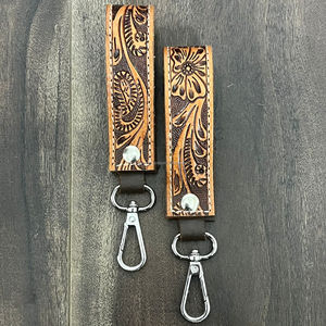 Nouveauté 2025 Porte-clés en cuir de vachette personnalisé avec motif floral, anneau métallique, cadeau promotionnel de luxe, porte-clés en cuir mignon - Product Image 4