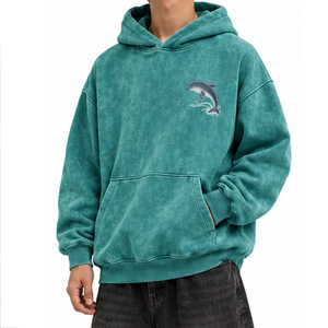 Fabricant en gros de sweats à capuche oversize, broderie personnalisée, OEM ODM, approvisionnement en gros, poignets côtelés, exportateur B2B, pour hommes, effet délavé à l'acide - Product Image 5