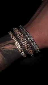 Bracelet tennis baguette en diamant de laboratoire doré pour homme, maillons mosaïques de luxe, bijoux fins pour toutes occasions, vente en gros B2B - Product Image 5
