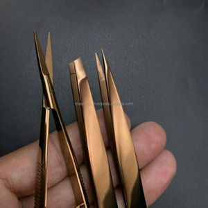 แหนบดัดขนคิ้วเคลือบทองชมพู ปลายแหลมเฉียง พร้อมกรรไกรตัดขนคิ้วและกรรไกรสปริง - Product Image 3