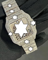 Montre de luxe automatique en moissanite VVS, cadran léopard, lunette sertie de diamants, cadran carré, bijou hip-hop