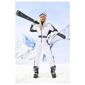 Traje de Nieve para Mujer, Mono de Esquí Impermeable para Deportes al Aire Libre con Cuello de Piel Sintética Extraíble, Mono de Esquí Aislado - Product Image 4