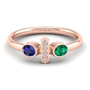 แหวนแต่งงาน REYES ดีไซน์ใหม่ ทองคำขาว 14K ประดับเพชรโมอิสซาไนต์ GRA Certified พร้อมพลอยไพลินสีน้ำเงินและมรกต แหวนดีไซน์เนอร์ - Product Image 1