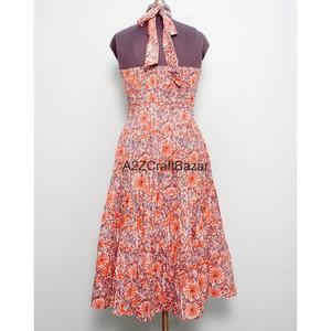 Nouvelle Robe Longue Décontractée de Luxe à Fente et Dos Nu en Coton Imprimé 100% avec Col Halter, Qualité Supérieure du Fabricant - Product Image 5