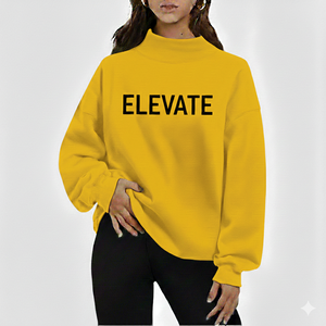 เสื้อสเวตเชิ้ตคอเต่าทรงโอเวอร์ไซส์สำหรับผู้หญิง พร้อมขอบคอ ขอบแขน และชายเสื้อแบบริบตัดสี - Product Image 5