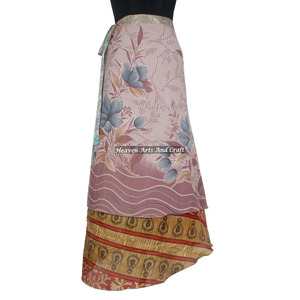 Buy Online Indian Silk <b>Wrap</b> Skirt Women Wear Vintage Silk Sari Long Length <b>Wrap</b> Around Skirt 2 Layer Reversible Magic 38" <b>Sarong</b> - Product Image 1