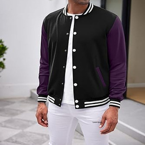 Custom Geometric Patchwork Stand Collar Wool Varsity <b>Jacket</b> for <b>Men</b> <b>Baseball</b> <b>Jacket</b> with Graffiti Design - Product Image 3