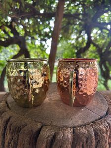 Copper cocktail cup set for refined bar table themes hammered finish metal cups durable reusable serving <b>mugs</b> - Product Image 1